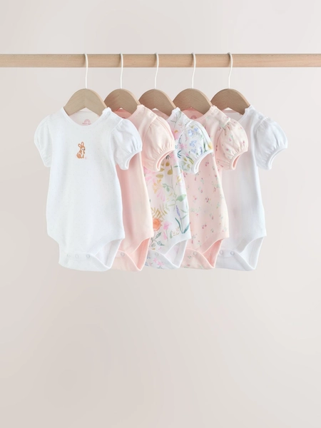 NEXT Kids Girls Pack Of 5 Pure Cotton Bodysuit