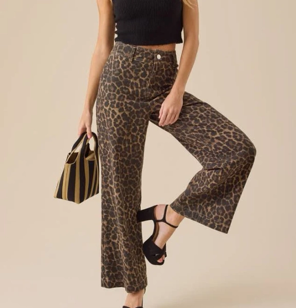 Altar'd State Fawn Cheetah Baggy Cotton Pants