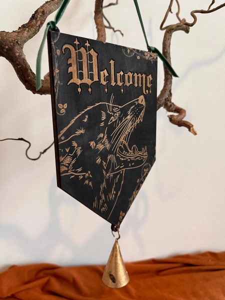 Wolf Gothic Wooden Welcome Sign - Dark Cottagecore Decor - Alternative Welcome Signs