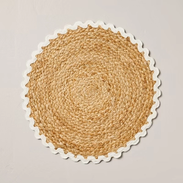 Round Woven Charger Rickrack Trim Cream - Hearth & Hand™ with Magnolia