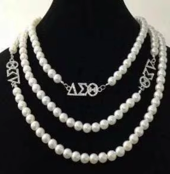 Delta Sigma theta faux pearl necklace