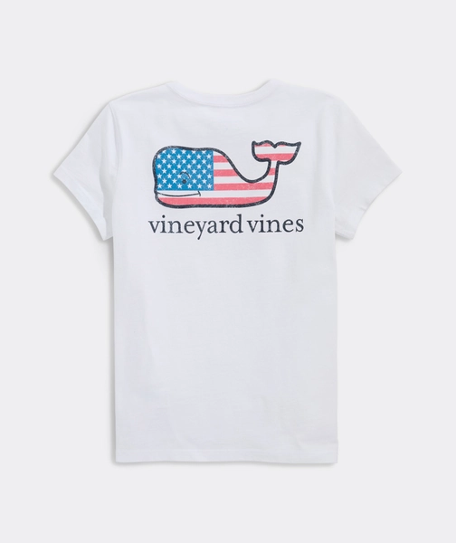 Girls' Flag Whale Short-Sleeve Pocket Tee