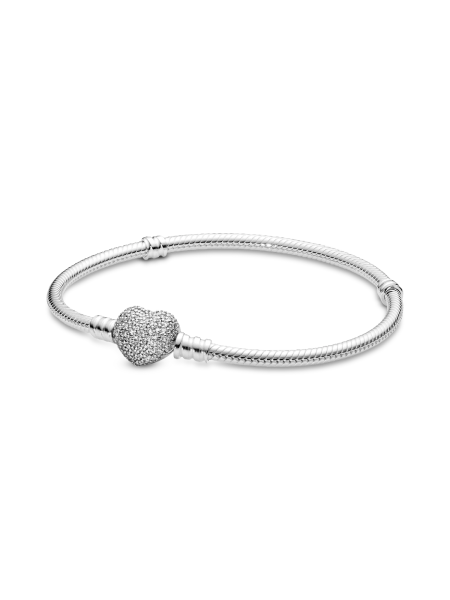 Moments Sparkling Heart & Snake Chain Bracelet