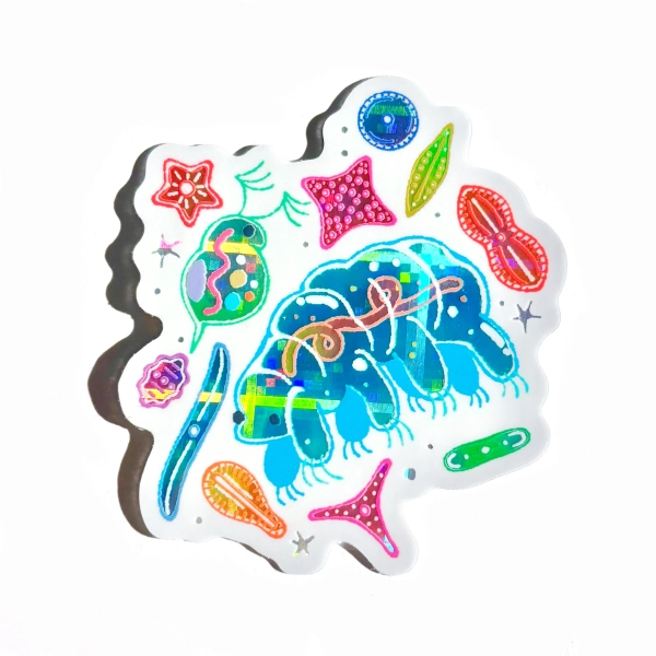 Microscopic Life Holo Vinyl Sticker | Tardigrade Diatom Marine Biologist Science Gift