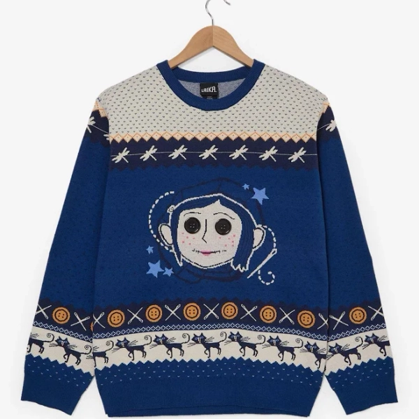 Coraline Doll Button Eyes Sweater