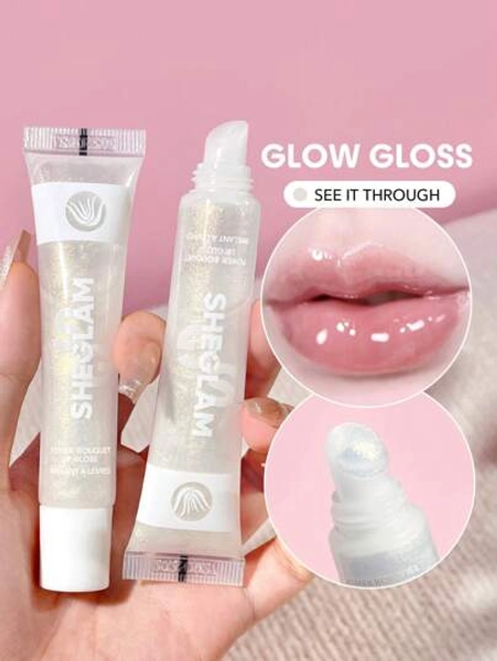 SHEGLAM Power Bouquet Lip Gloss-See It Through Shiny Tinted Moisturizing Lip Gloss Plumping Non-Sticky Lip Oil Repairing Camelia Extract Lip Care Lip Gloss Brand Beauty Makeup Cosmetic For Women Girls Perfect For Fall Winter Ideal For Y2K Fancy Fashion Suitable For Birthday Present Halloween Party Ready Best Color