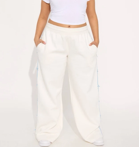 Fashion Nova Sara Wide Leg Striped Fleece Pants