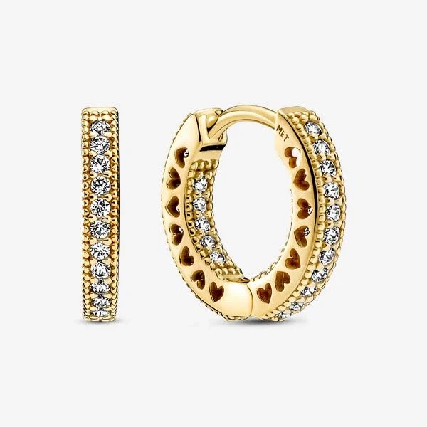 Pandora Pavé Heart Hoop Earrings with Clear CZ