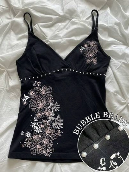 Hibiscus Flower Print Summer Tops, Casual Blouses For Women, Beach Outfits For Women Black