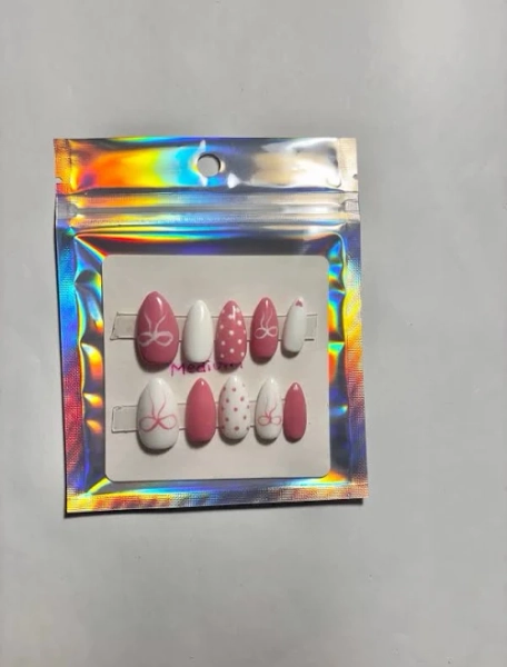 Pink coquette nails - medium3