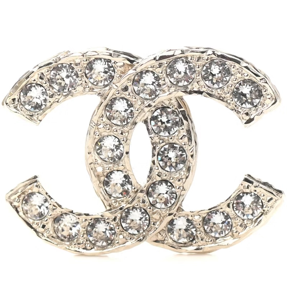 Chanel Crystal CC Brooch Light Gold
