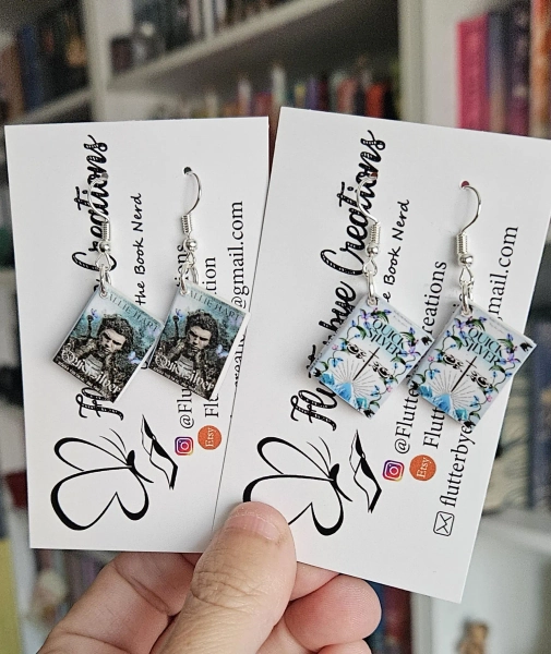 Mini Book Earrings - Quicksilver