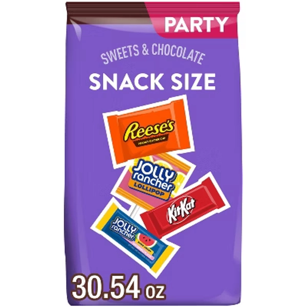 Reese's, Kit Kat and Jolly Rancher Sweets and Chocolate Snack Size Candy Variety Pack - 30.54oz