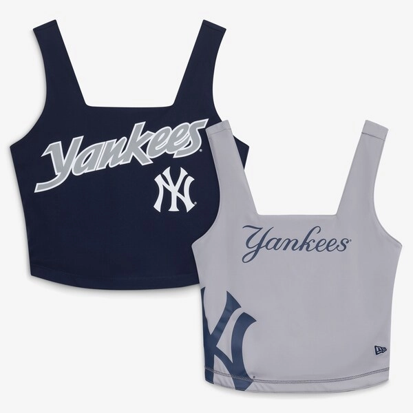 New York Yankees New Era Women's Reversible Cropped Sport Classics Tank Top - Navy