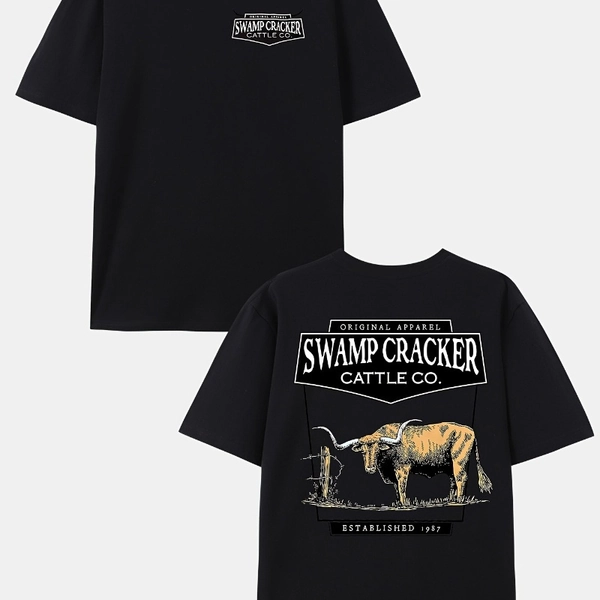 Men's Navy Blue Swamp Graphic T-Shirt - Southern Traditional Loose Fit Crewneck Tee, Breathable Cotton Shirt for Casual Everyday & Formal Outfits, Machine Washable Gift for Men, Outdoor Leisurewear, Bold Print Design, Dual-Sided Print, Summer Fashion, Soft Fabric, Printed Top, Adult Clothing