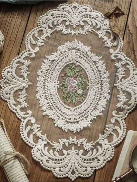 1Pc Vintage Handmade Crochet Lace Tablecloth, Hollow Out Home Decoration Dustproof Cover Coffee Table In Living Room, Suitable Living Room, Bedroom And Dining Room, Living Room Decor, Decor, Home Decorations