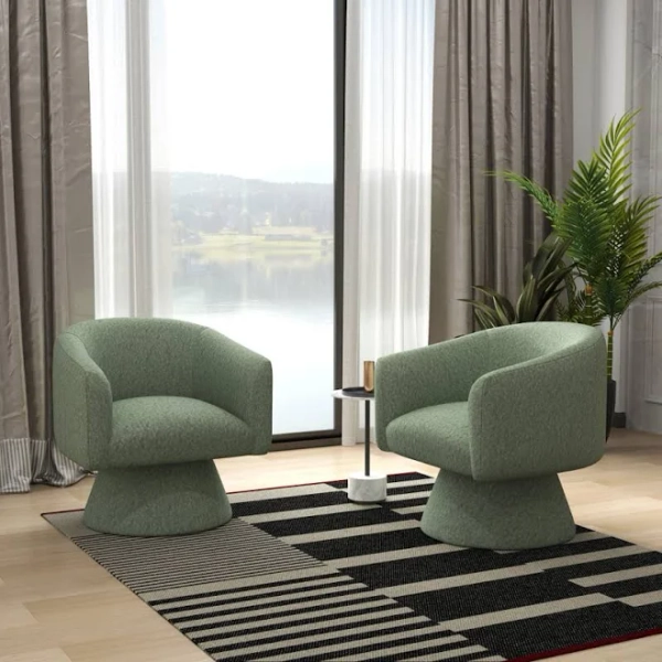 Brayden Studio Caleigha Upholstered Swivel Barrel Chair (Set of 2)