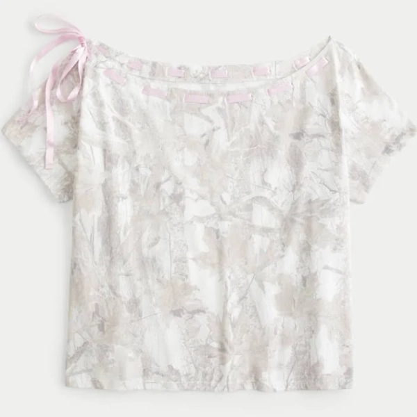 Hollister Women's Easy Off-The-Shoulder Tie T-Shirt
