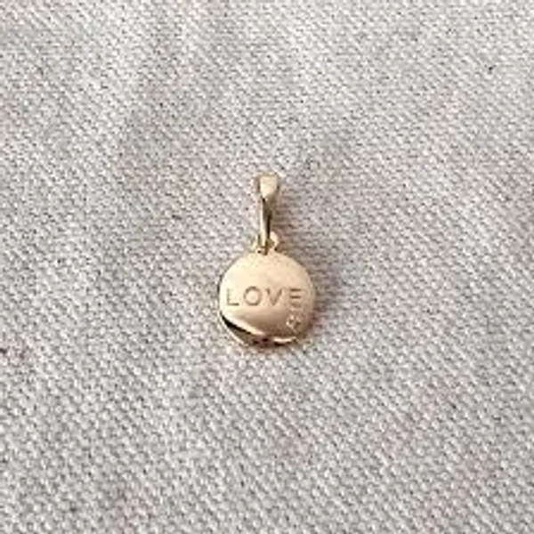 18K Gold Filled L.O.V.E. and Shiny Cubic Zirconia