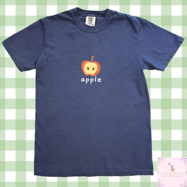 Hand-Drawn Apple Graphic Tee: Comfort Colors Vintage Style