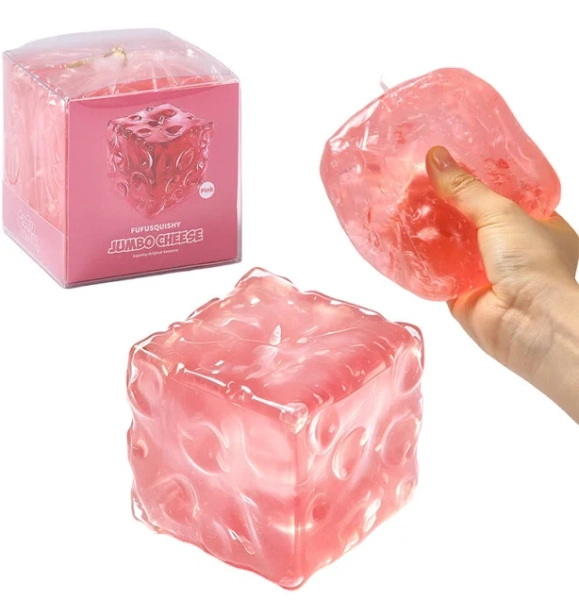 FUFUSQUISHY Jumbo Cheese Squishy Fidget Toy Stress Ball