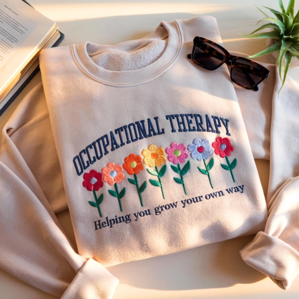 Embroidered Occupational Therapy Sweatshirt, Floral OT Crewneck