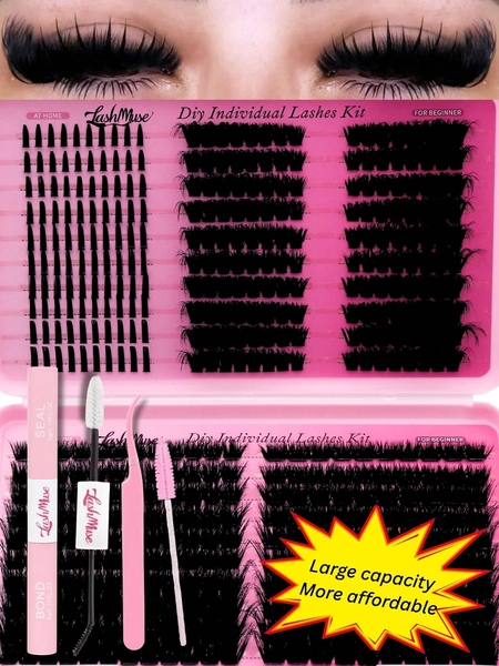 480PCS/960PCS Fairy Lash Clusters Kit, DD Curl Individual Lashes,  3D Volume Wispy Fluffy Cluster Lashes, Soft Lightweight Reusable False Eyelashes, Includes Lash Glue Tweezers, Beginner Friendly For Daily Makeup Wedding Party Halloween Christmas
