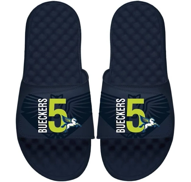 Unisex ISlide Paige Bueckers Navy Dallas Wings 2025 Wnba Draft Combo Logo Slide Sandals Adult