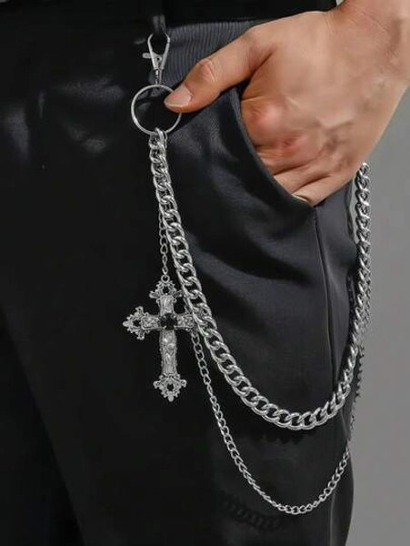 1pc Gothic Cross Chain, Street Punk Style Fashion Accessory, Versatile For Daily Wear And Gifts