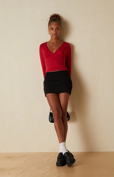 Gianna Plunge V-Neck Long Sleeve Top