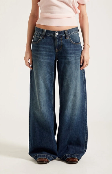 Sloane Low Rise Ultra Baggy Jeans Dark Blue