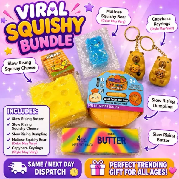 Viral squishy tiktok bundle, dumpling,butter,cheese,bear,capybara