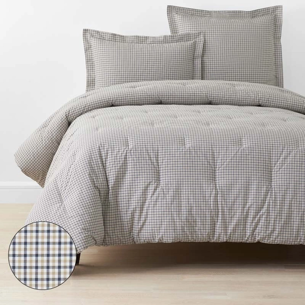 Classic Stripes and Plaids Cool Yarn-Dyed Cotton Percale Comforter