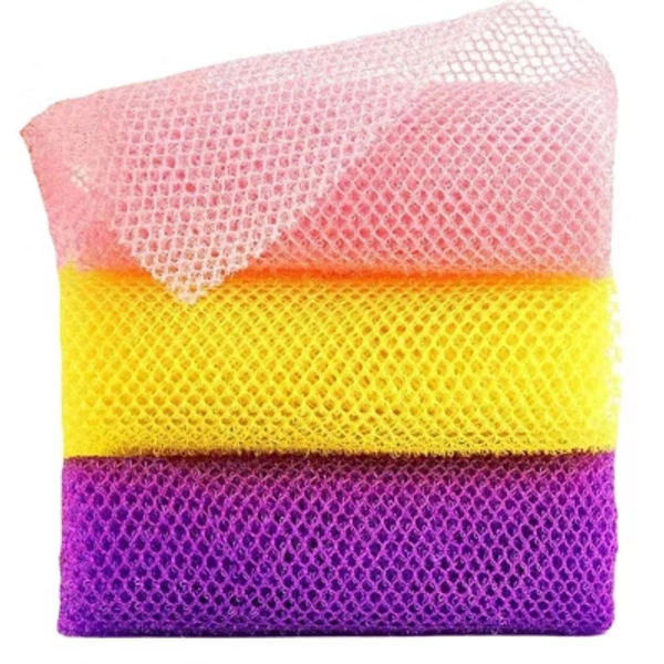 Maison Products 3 Pieces African Bath Sponge African Net Long Net Bath Sponge Exfoliating Shower Body Scrubber Back Scrubber Skin Smoother - 3 Pack