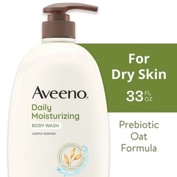 Johnson & Johnson Aveeno Daily Moisturizing Soap  Dry Skin Body Wash and Scrub with Prebiotic Oat  33 oz