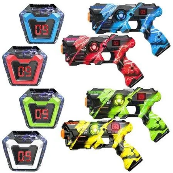Absoke Laser Tag Guns Set, 4 Laser Tag Guns with LED Digital Score Display Vests,Family and Teen Adults Fun