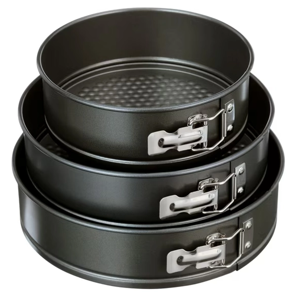 Mainstays, 8", 9", 10" Round Nonstick Carbon Steel Springform Cake Pans, Gray, Set of 3