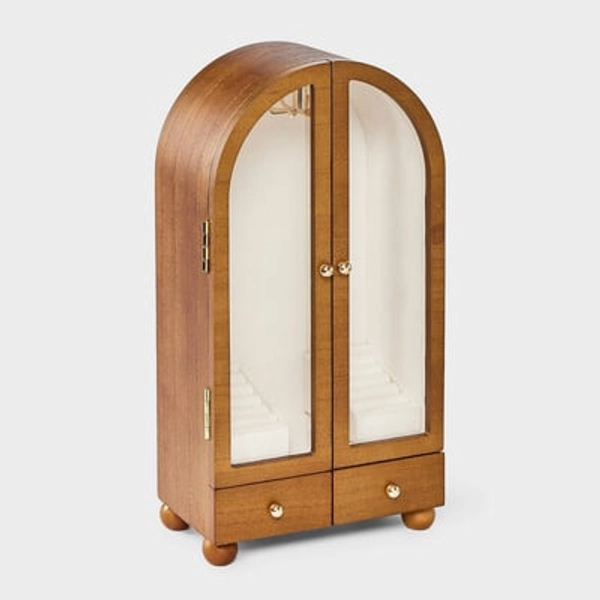 Wooden Arched Open Display Cabinet Jewelry Organizer - A New Day™ Brown