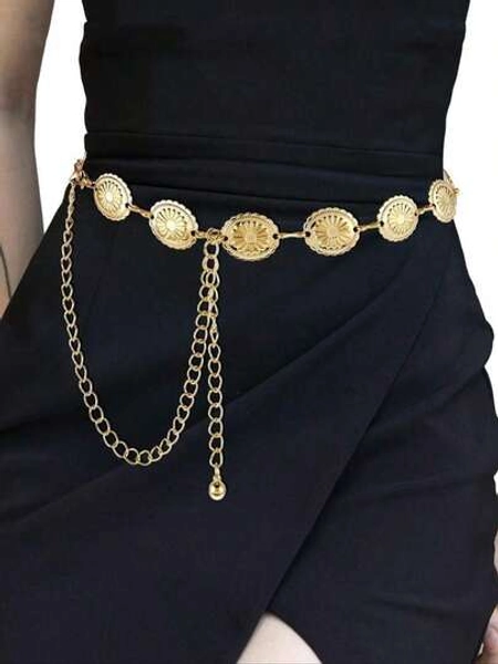 1 Piece Versatile Circular Waist Decorative Chain For Women, Elegant Fashion Belt For Dresses In Autumn, Halloween
