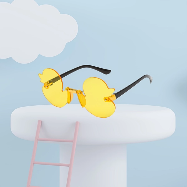 1 Pair of Playful Cartoon Duck Fashion Glasses - Yellow Frames with Black Arms, Fun PC Material Eyewear for & Adults, Perfect for Parties, Activities & Fashionable Accessories