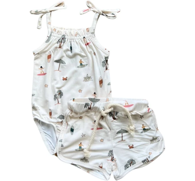 Tie Tank Bodysuit & Shorts Set