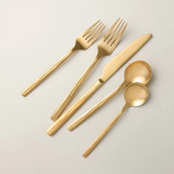 5pc Stainless Steel Flatware Set Gold - Hearth & Hand™ with Magnolia