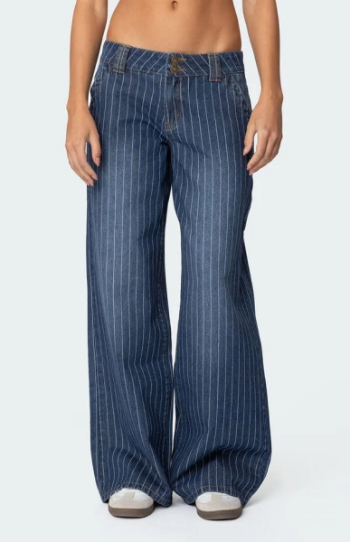 Cory Striped Low Rise Jeans