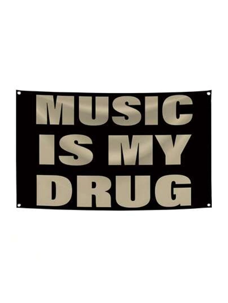 MUSIC IS MY Music Abstract Cartoon Art Design Tapestry Color Wall Hanging Flag For Bedroom Living Room Dorm Halloween Party Decor,Guys Man Cave,Modern Music Art Tapestry Banner Gift