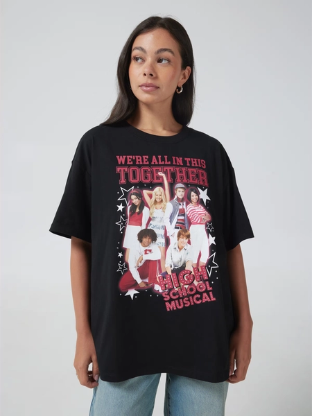 High School Musical All In This Oversized Tee  Black - Jay Jays