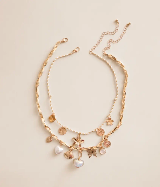 Gold 2 Pack Charm Necklace Set