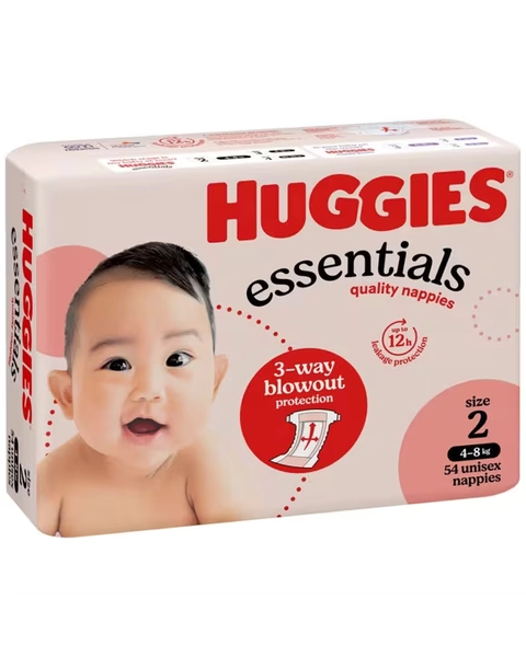 Huggies Essentials Nappies Infant Size 2 54 Pack