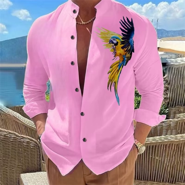 Men's shirt buckle shirt Hawaiian clothing 3D printing 9 color animal parrot fashion casual long sleeves comfortable fabrics - AliExpress 200000343