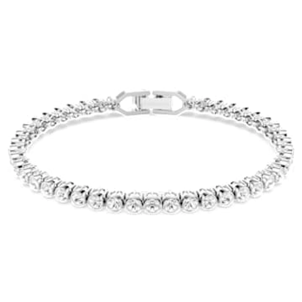 Imber Emily Tennis bracelet, Round cut, White, Rhodium plated