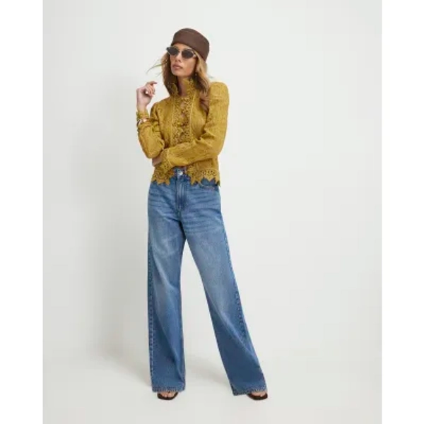 Blue Relaxed Straight Leg Jeans